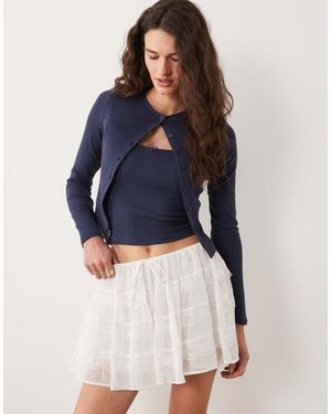 Miss Selfridge Pantalones Muy Cortos Con Volantes De Mezcla De Encaje De -Marrón - Azul