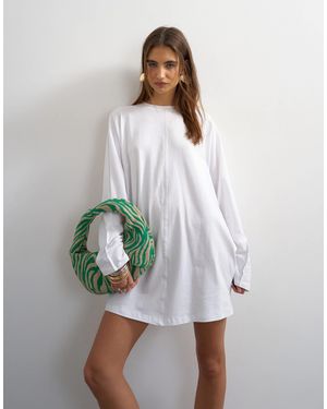 TOPSHOP Jersey Rolled Sleeve T-shirt Dress - White