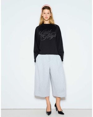 Bershka Langarm-raglan-t-shirt mit strasssteinen - Blau