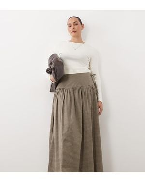 Brave Soul Brave Soul Curve Check Maxi Skirt - Natural