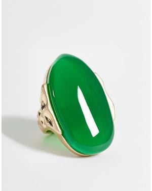 ASOS Statement Ring With Green Stone Setting