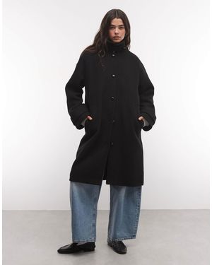 Monki Mantel aus wollmix mit stehkragen - Schwarz