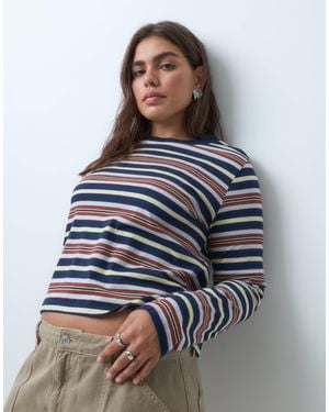 ASOS Asos Design Curve Mix & Match Long Sleeve Pyjama Top - Blue