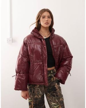 Noisy May Shiny Puffer Jacket - Red