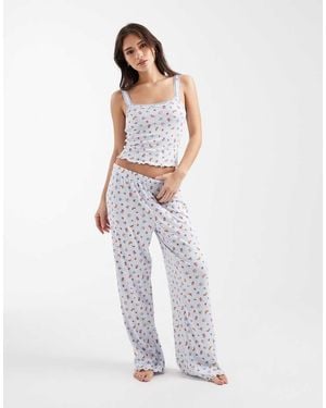 Miss Selfridge Pointelle Pyjama Bottoms - White