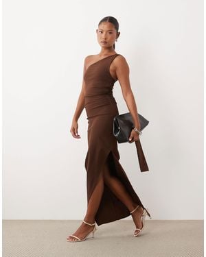 TFNC London Bengaline One Shoulder Draped Maxi Dress - Natural