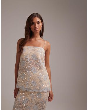 ASOS Embellished Lace Cami Top Coord - Brown
