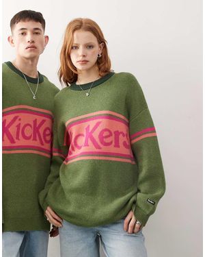 Kickers Jersey Verde Extragrande Con Logo De Rosa De Punto De