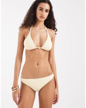 Hollister – bikinihose aus em jacquard mit niedrigem bund, kombiteil - Natur
