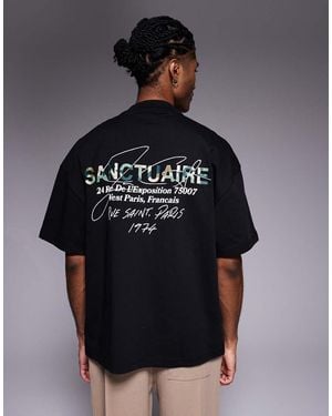 River Island 'sanctuaire' Camo Print T-shirt - Black