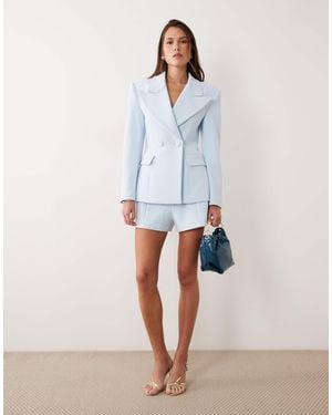 Wanderdoll Charlotte Tailored Front Seam Detail Shorts Co-ord - White
