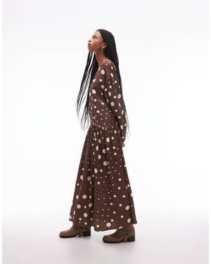 ASOS Dropped Waist Maxi Smock Dress in Purple | Lyst UK