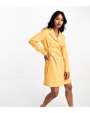 Y.A.S Exclusive Tailored Blazer Mini Dress With Corset Lace Up Side - Yellow