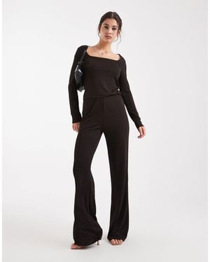 Vero Moda – weit geschnittene glitzer-hose - Braun