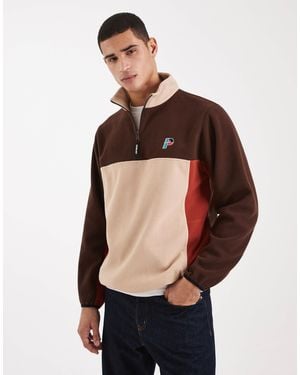 Parlez Polaire color block à col zippé - marron/beige - Multicolore