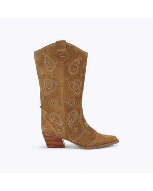 Kurt Geiger Paisley Cowboy Boot Knee Boots - Brown