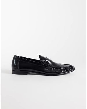 SEQWL Dash Refined Ruched Loafers - Black