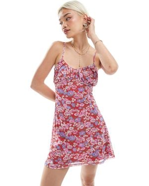 ASOS Mesh Cami Ruched Bust Mini Dress - Pink