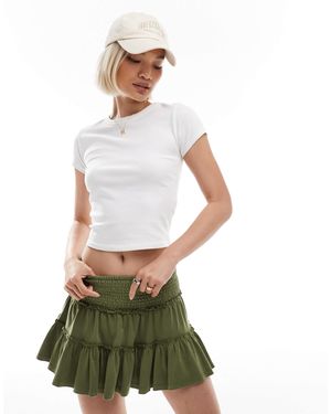 Superdry Mini-jupe volantée en jersey - kaki olive - Vert