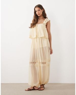 Miss Selfridge Lace Insert Bloomer Jumpsuit - Natural