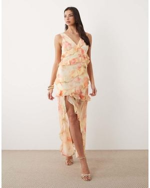 Gina Tricot Frill Tiered Maxi Dress - Natural