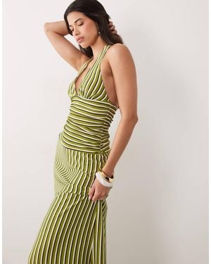 Gina Tricot Halter Neck Backless Maxi Dress - Green