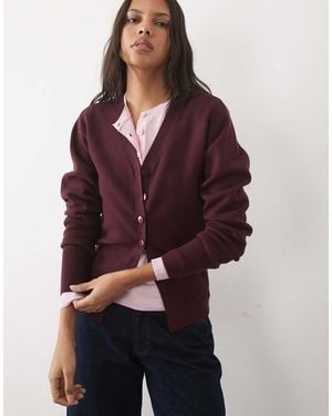 Threadbare Cinched V Neck Cardigan - Purple