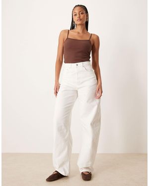ASOS Asos Design Tall High Waisted Barrel Jean - White