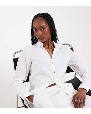 ONLY Long Sleeve Cheesecloth Shirt Co-ord - White