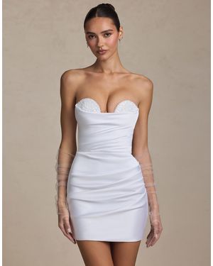 Oh Polly Ruffle Detail Bandeau Midi Dress - White