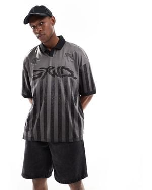 Pull&Bear Grunge Soccer Polo Shirt - Gray