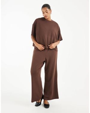 Pieces Plus Pieces curve lockere jogginghose mit weitem bein als kombiteil - Braun