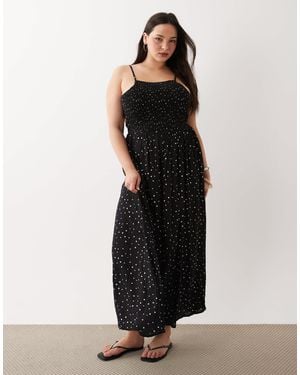 Esmee Curve Shirred Maxi Beach Dress - Black