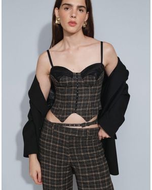 AFRM Aura Wool Mix Lace Detail Hook And Eye Corset Top Co-ord - Black