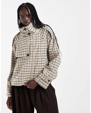 ASOS Funnel Cropped Cape Trench Coat - Grey