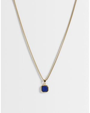 ASOS Waterproof Stainless Steel Necklace With Square Lapis Pendant - White