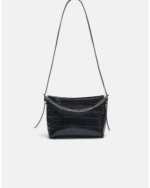 Stradivarius Mock Croc Crossbody Bag With Chain - White