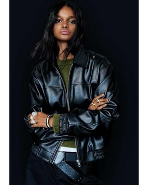 Bershka Faux Leather Oversized Jacket - White