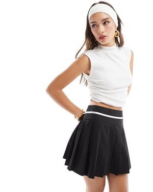 Pimkie Ribbed Ruched Side High Neck Fitted Top - White