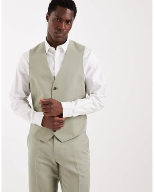 ASOS – slim-fit-anzugweste aus twill - Grau