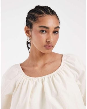 ASOS Cropped Poplin Bubble Top - White