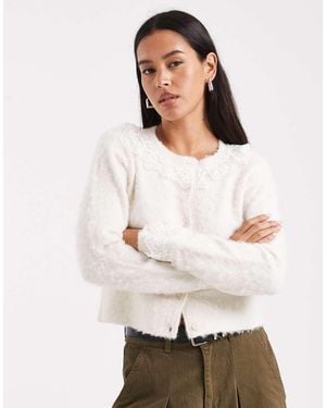 Miss Selfridge Lace Detail Cardigan Co-ord - White