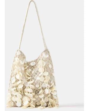 Pull&Bear Borsa Da Spalla Écru Con Perline - Neutro