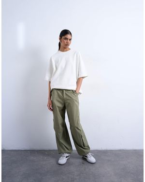 TOPSHOP Ripstop Cargo Trouser With Drawcord Hem - White