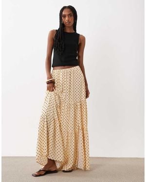 Miss Selfridge Tiered Spun Maxi Skirt - Natural
