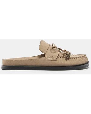 Pull&Bear Zoccoli Color Sabbia Con Nappine - Bianco