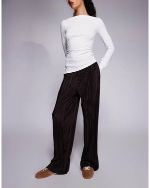 River Island Wide Leg Plisse Trousers - White