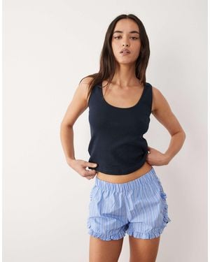 Mango Teen Vest And Frill Short Pyjama Set - Blue