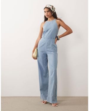 Mango – jeans-jumpsuit aus 100% baumwolle - Blau