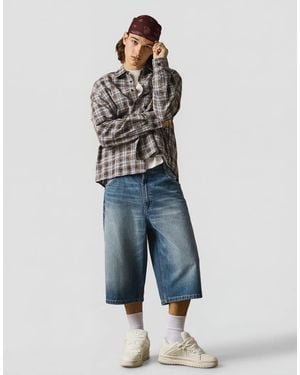 Bershka Super baggy Denim Bermuda Shorts - Blue